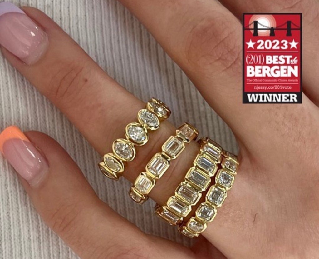 bezel set stackable rings