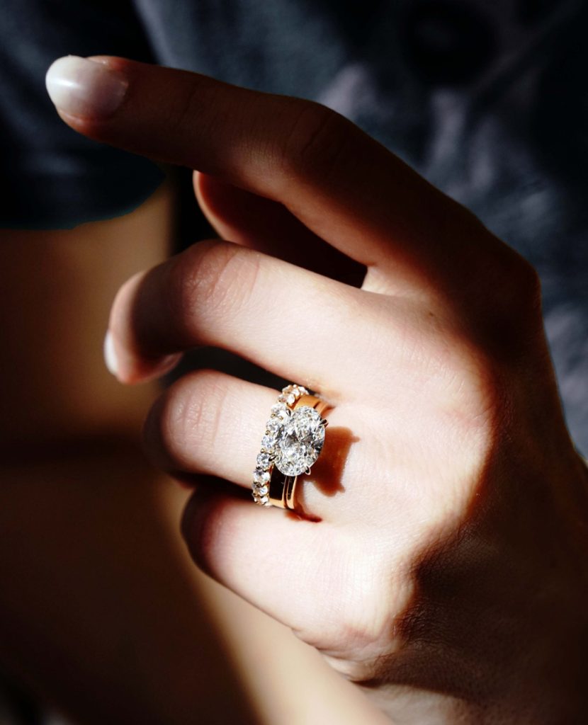 oval cut east west engagement ring