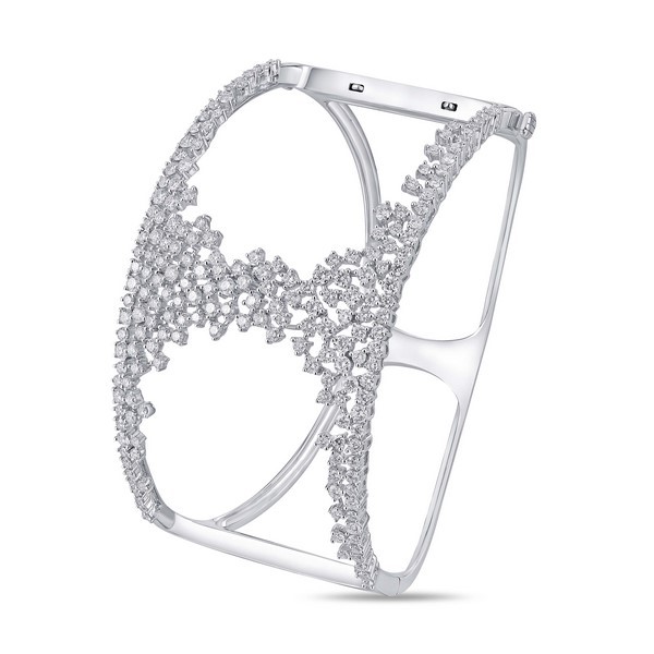 Lūvente 14kt White Gold Diamond Cuff Bracelet