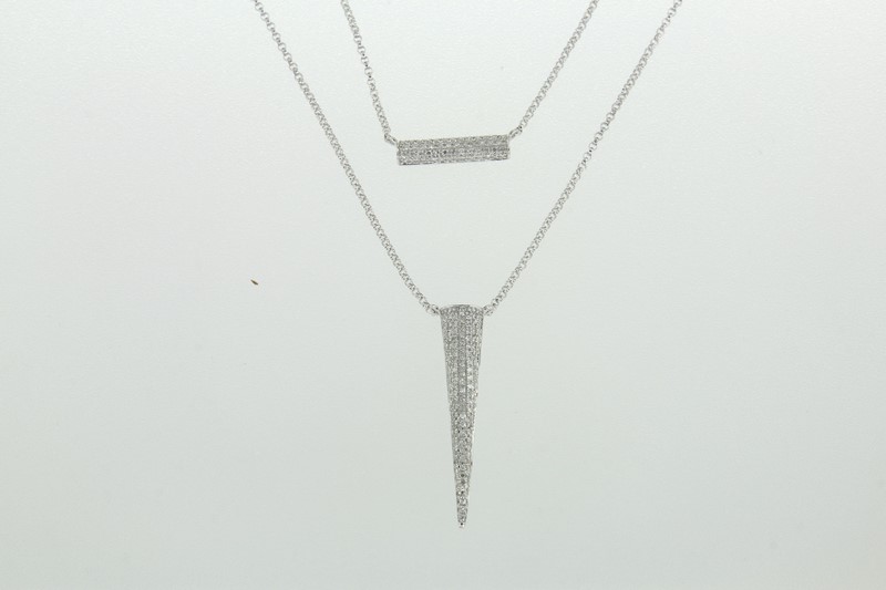 Lūvente Ladies 14kt White Gold Diamond Bar/Cone Necklace