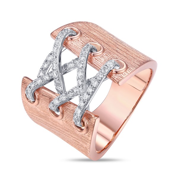 Lūvente Ladies 14kt Rose Gold Corset Ring