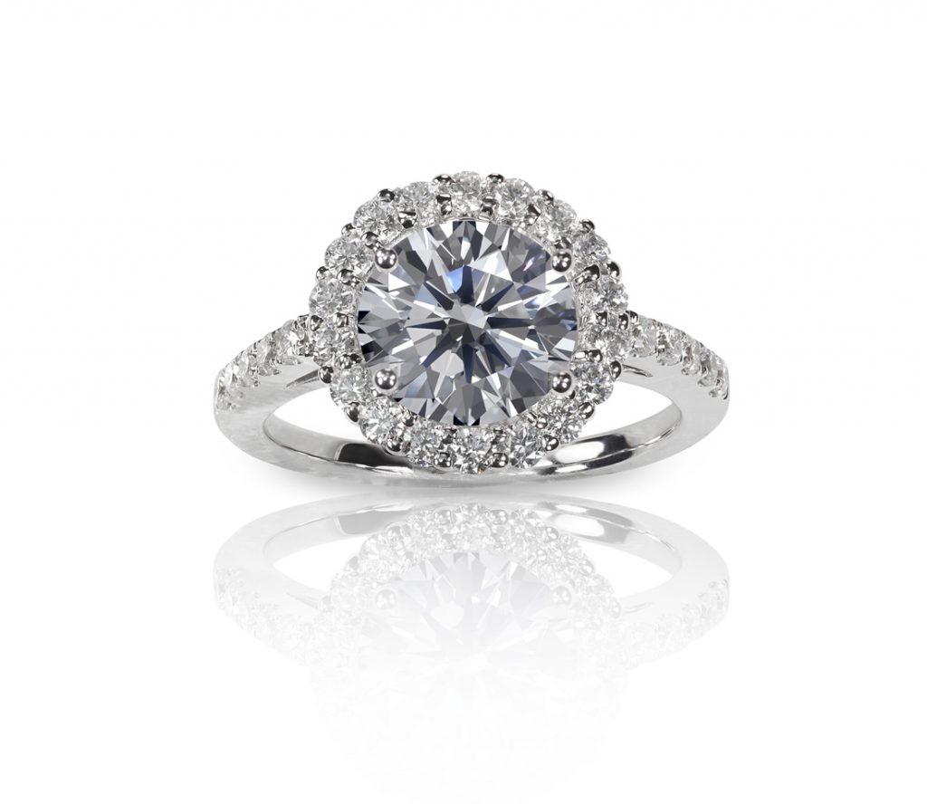 diamond halo engagement ring