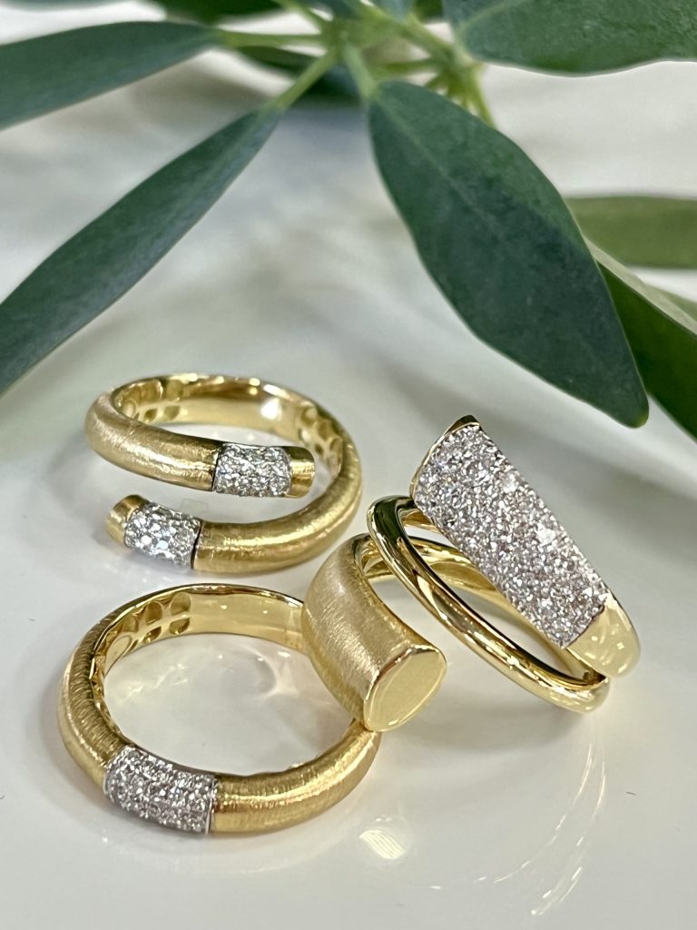 gold sculptural rings