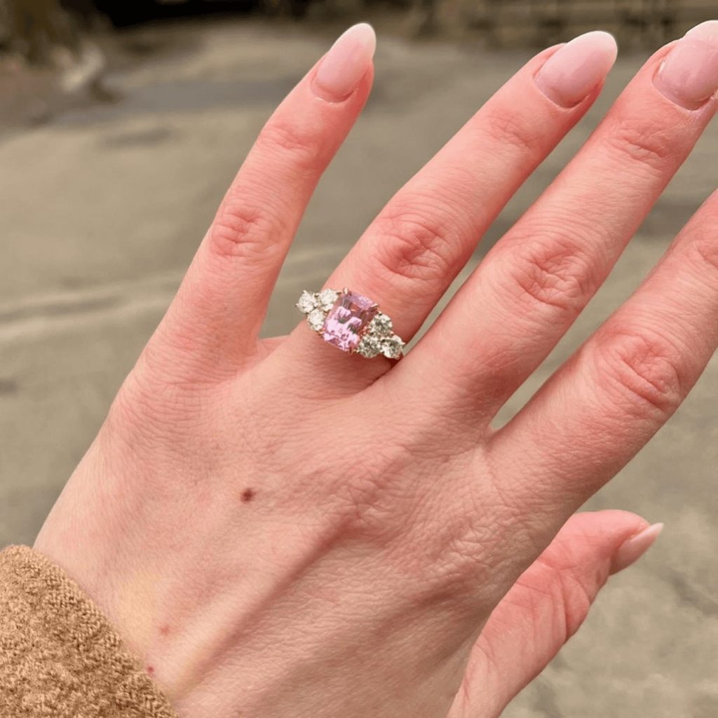 pink gemstone engagement ring