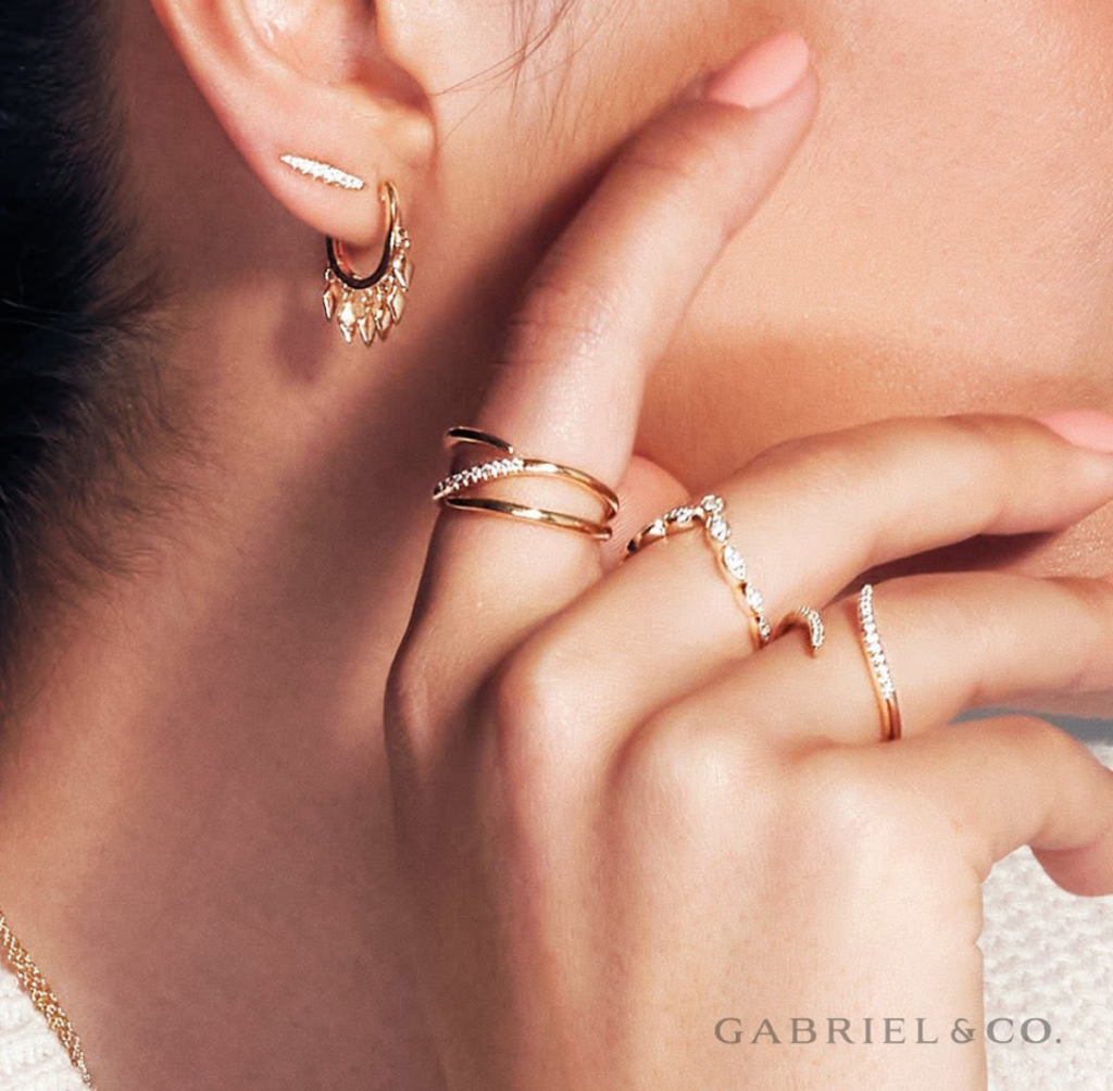 gabriel and co  simple earring stack  gold hoops
